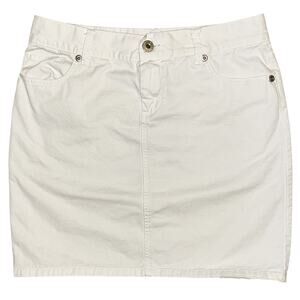 New York & Company Mini Skirt White w/ Blue Pocket Embroidery Size 8